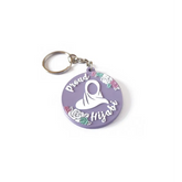 Proud hijabi sleutelhanger -proud hijabi met paarse kleur en bloemaccenten